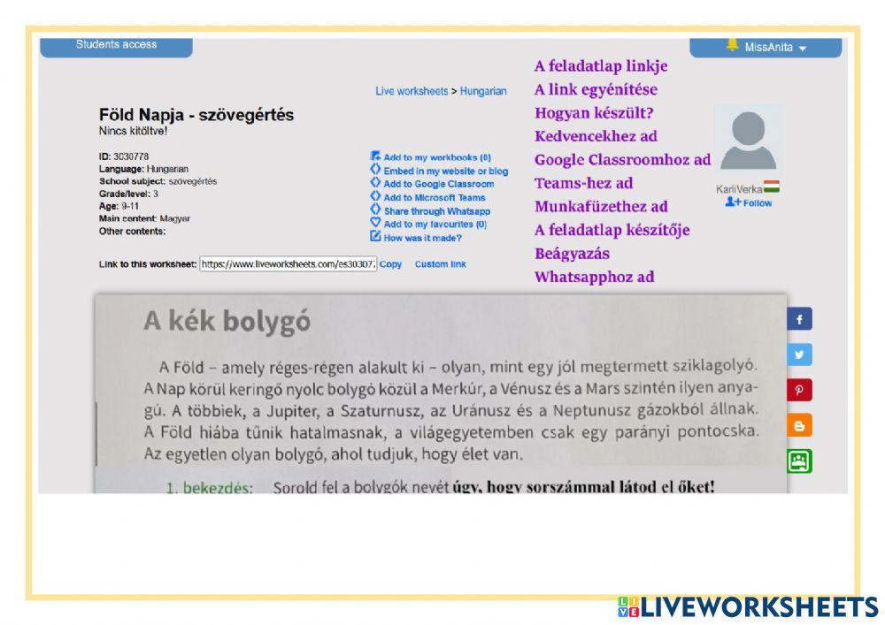 Hogyan használjuk a Liveworksheets feladatlapokat