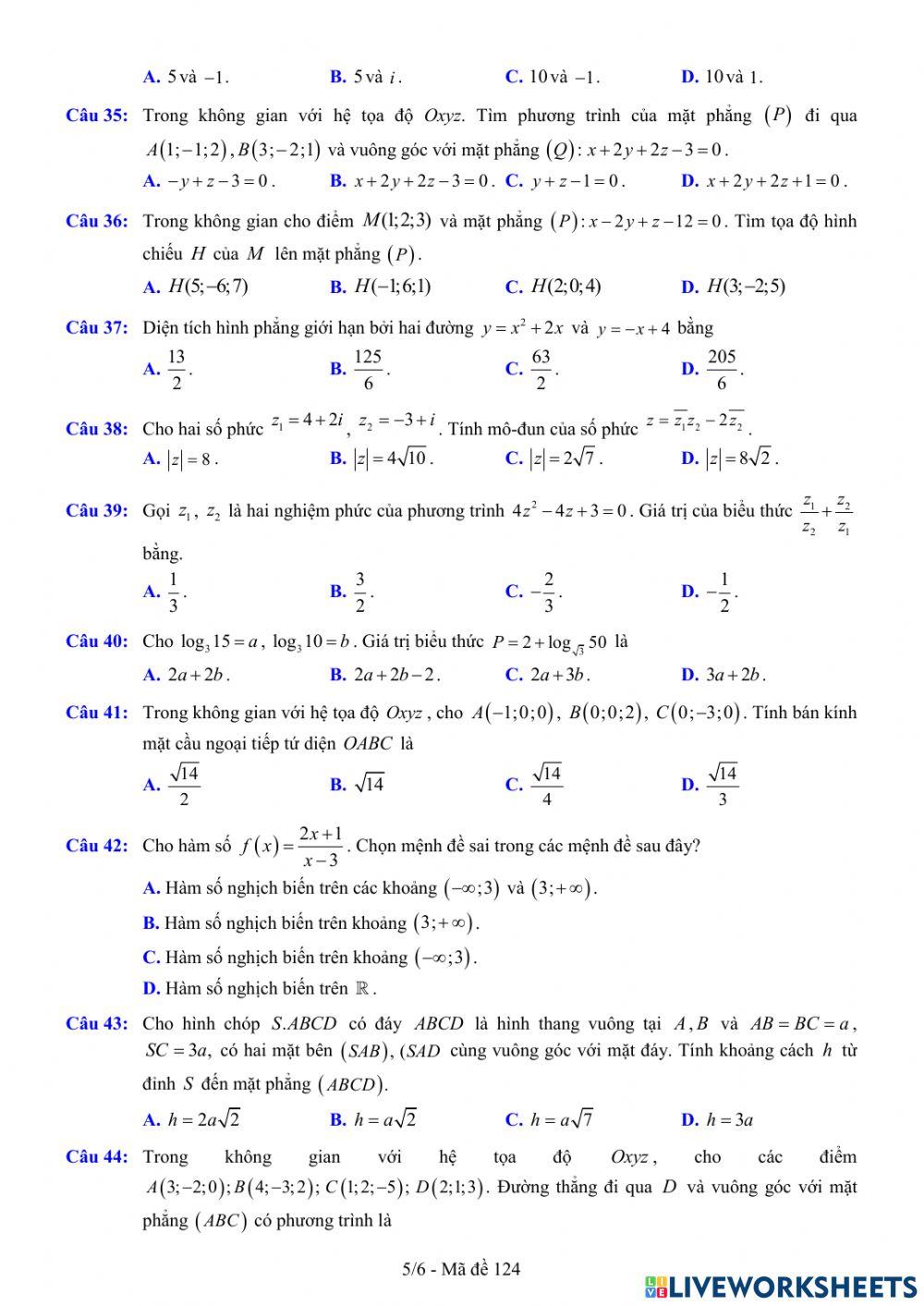 TNTHPT-MĐ-67-Đề ôn tập số 124