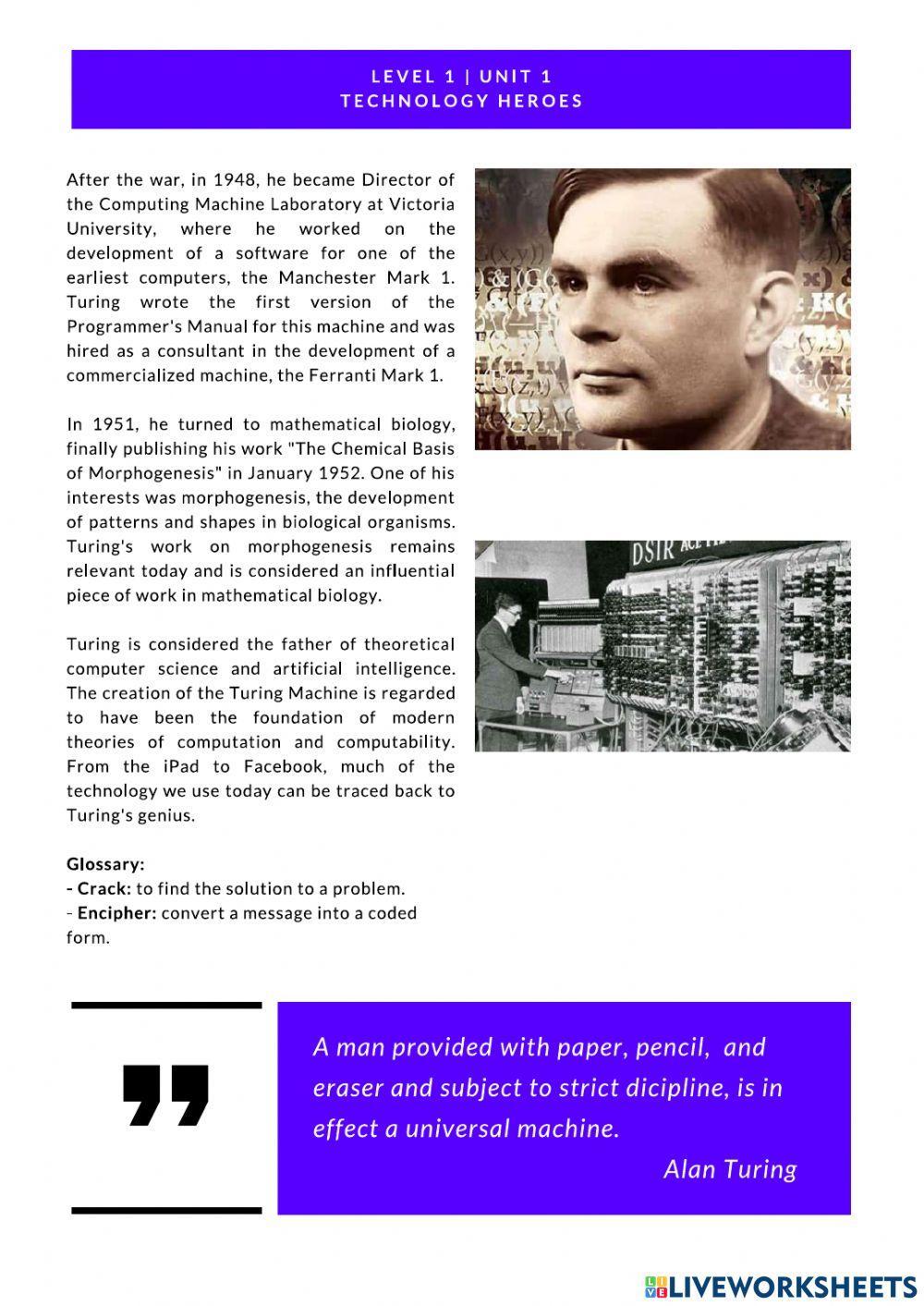 2022 Unit 1 reading 3 Alan Turing
