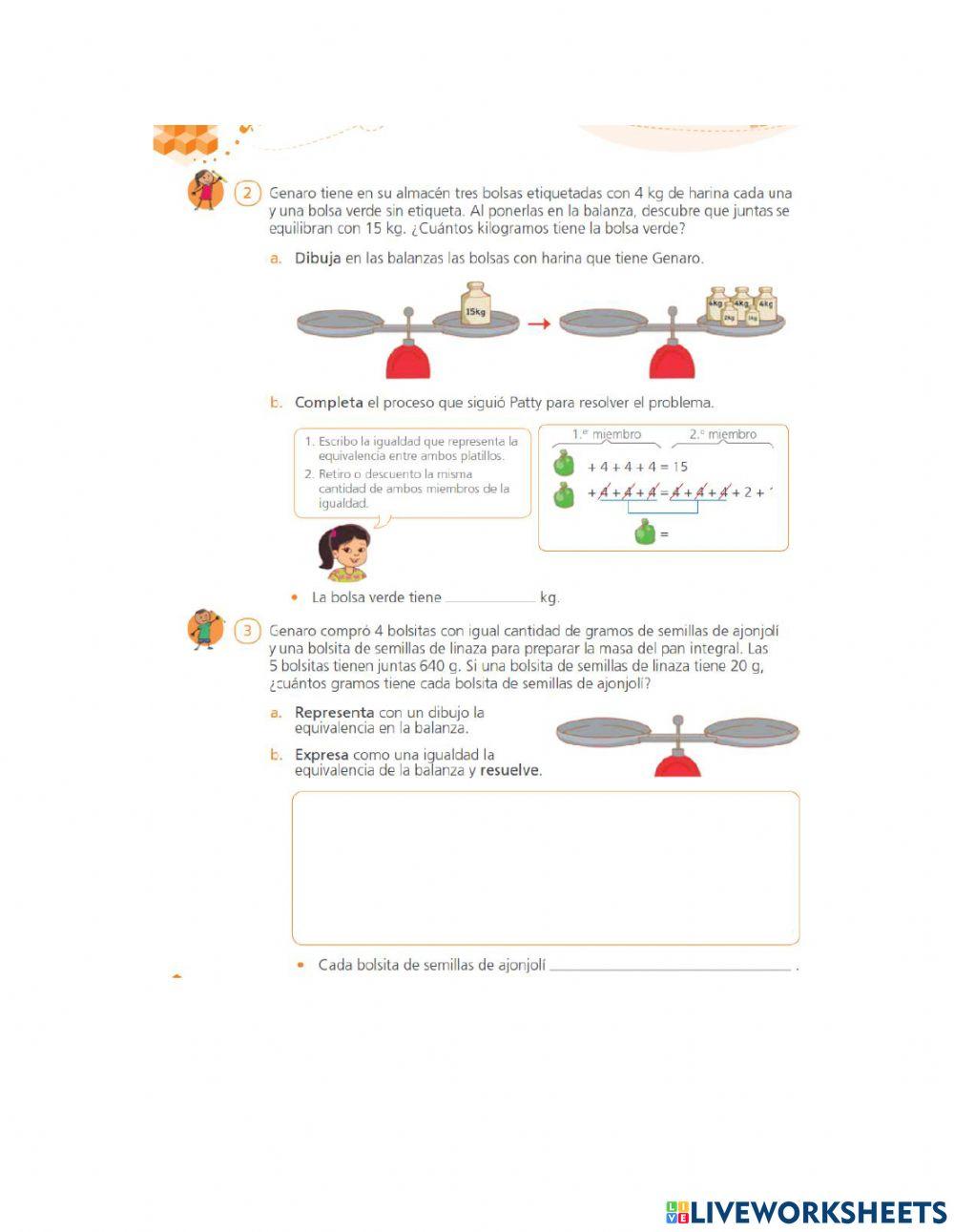 Problemas sencillos de ecuaciones