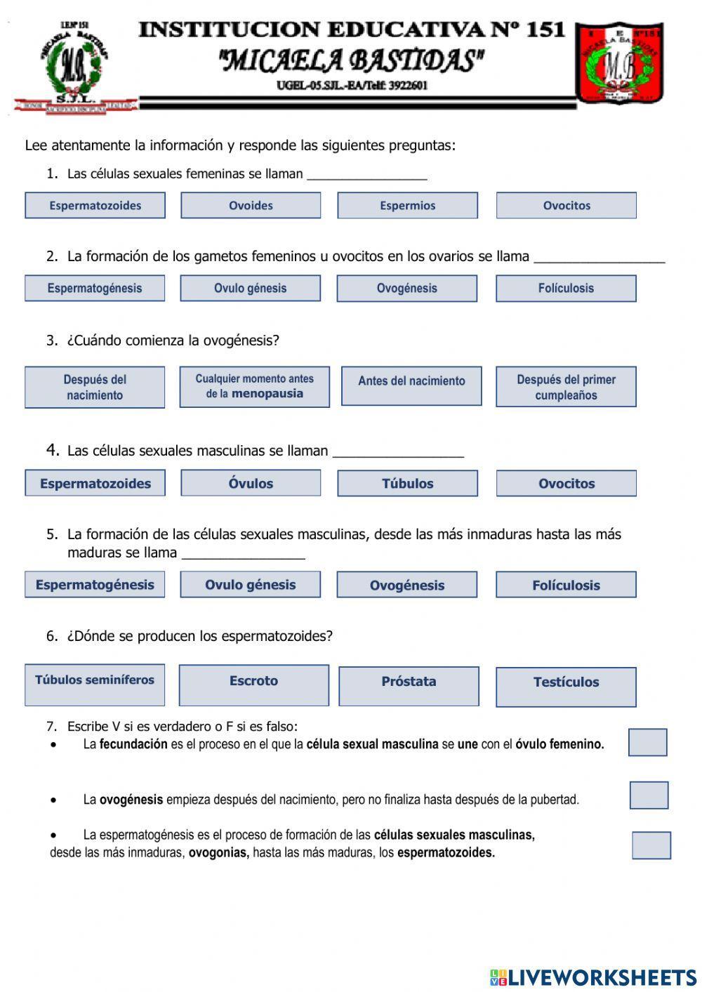 Ovogénesis y espermatogénesis