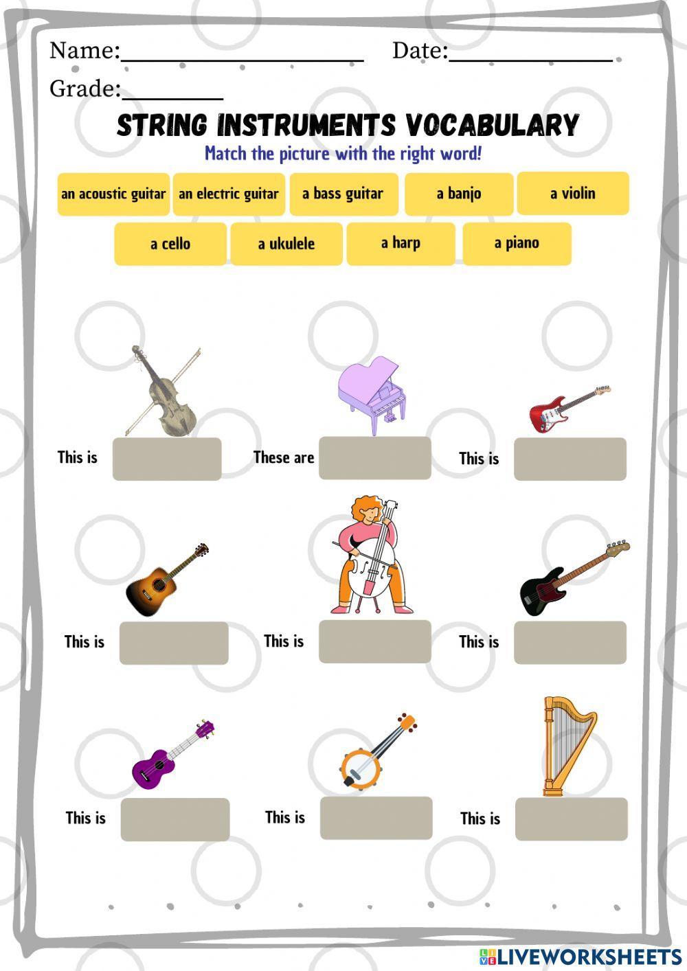 (Cycle 2 Session 9 Annex 2) String Instruments vocabulary