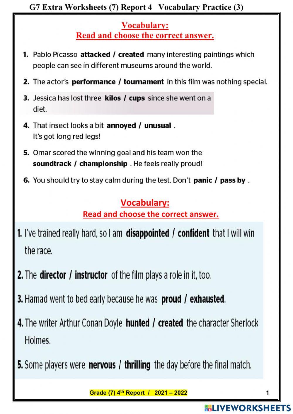04. G7 Extra Worksheets (4) Report 4   Reading Practice (2)