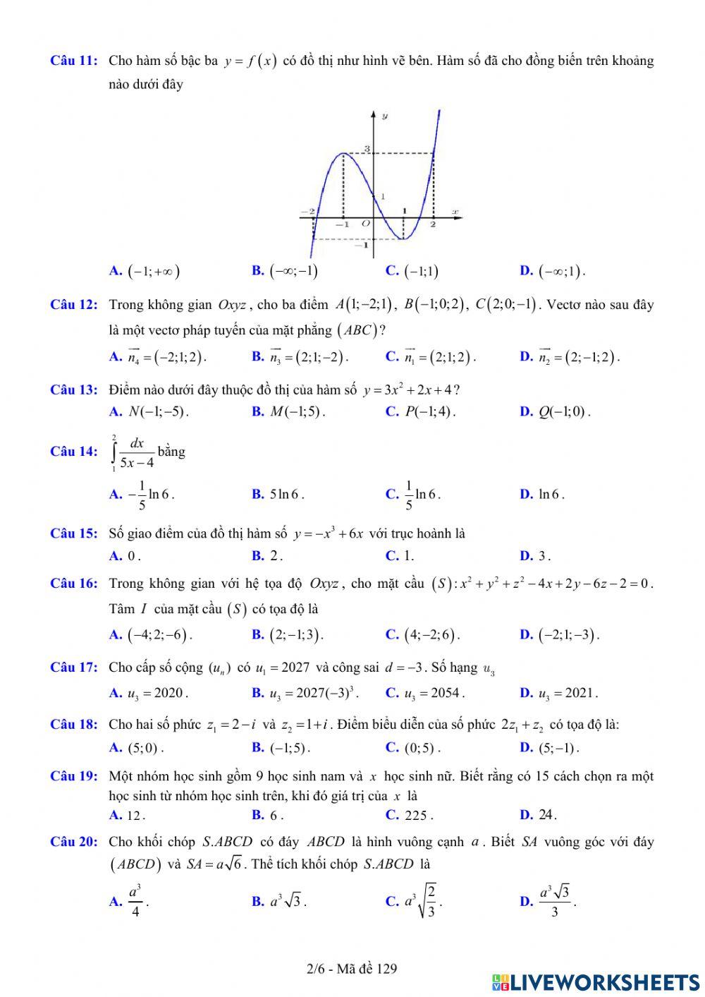 TNTHPT-MĐ-67-Đề ôn tập số 129