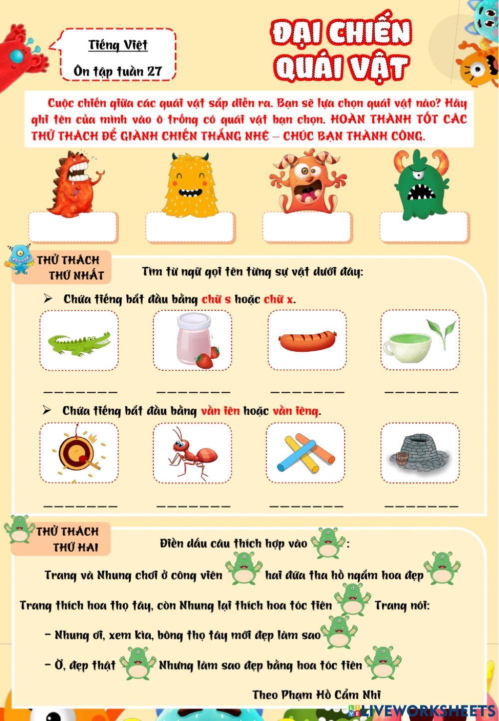 Lớp 2 - Tiếng việt - Tuần 27 - Đề 2