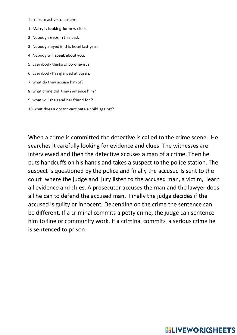 Crime - passive voice