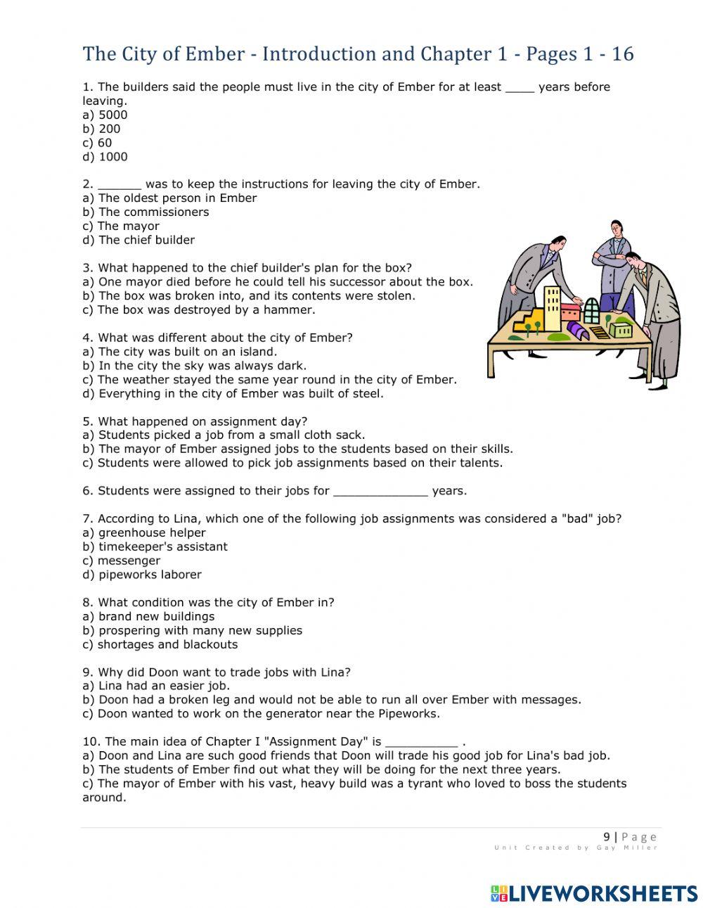 The City of Ember Ch 1 Quiz online exercise for | Live Worksheets