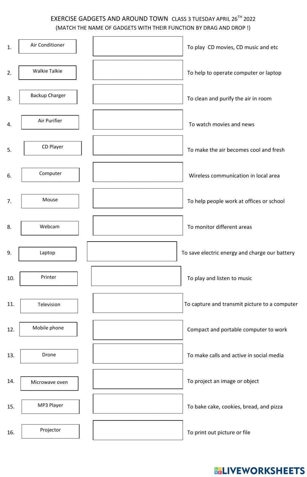 Exercise class 3 gadgets and around town