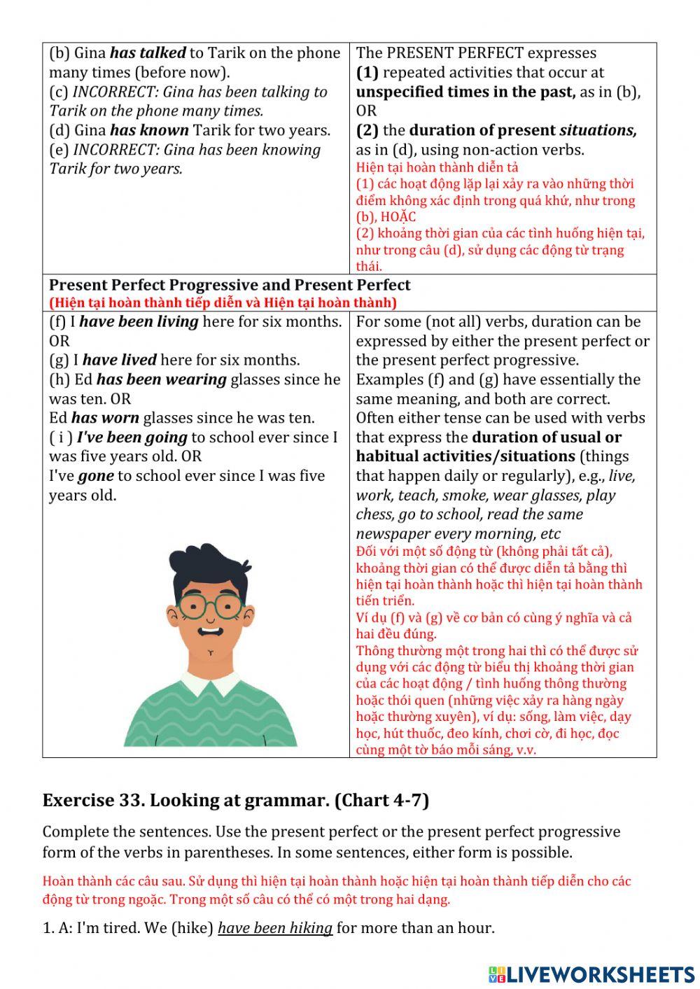 Present perfect and past perfect 6