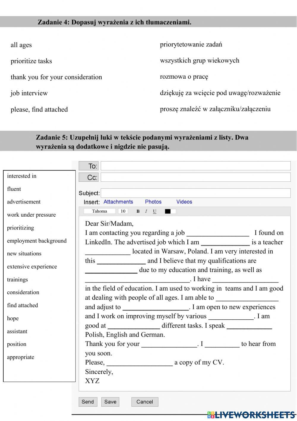 Matura: Responding to a job ad