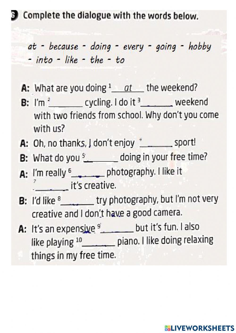 Fill in the sentences