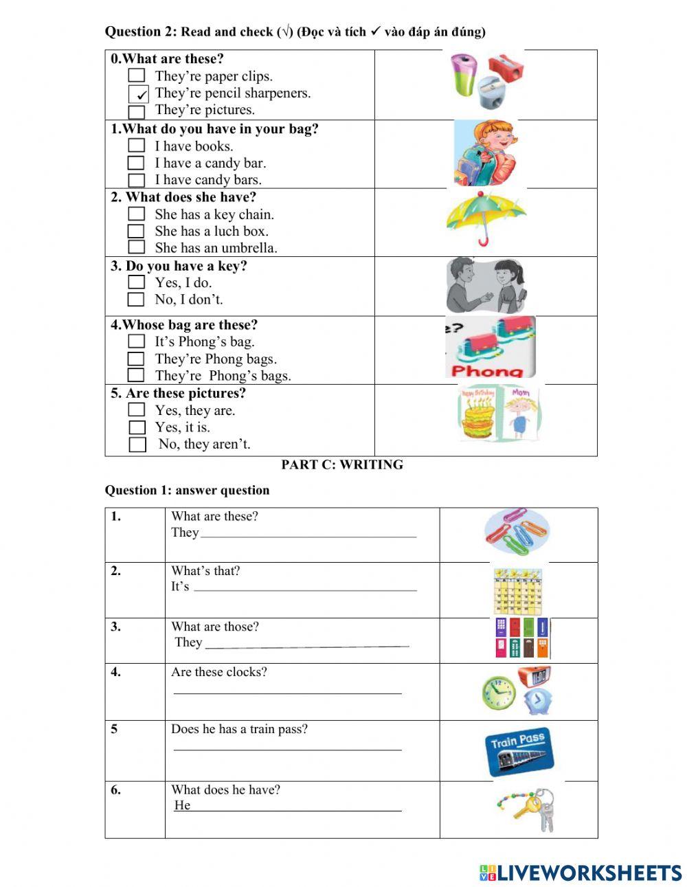 At school and my things