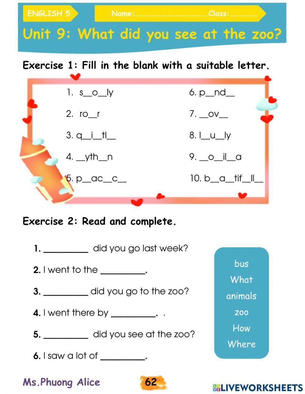 E5-U9-What did you see at the zoo?