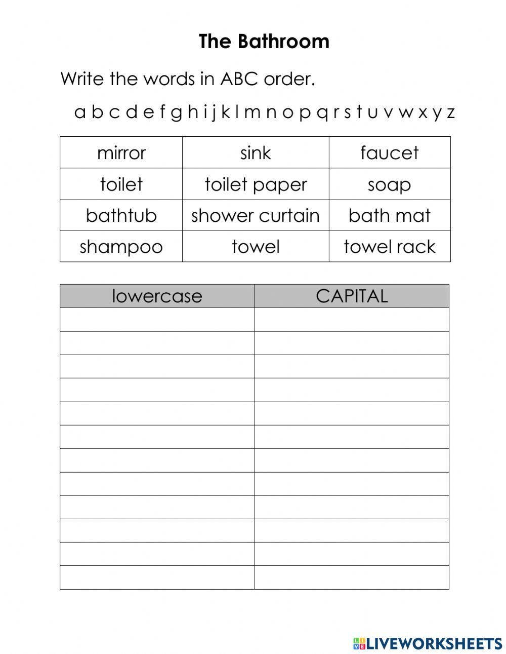 The Bathroom - ABC order and Capitals