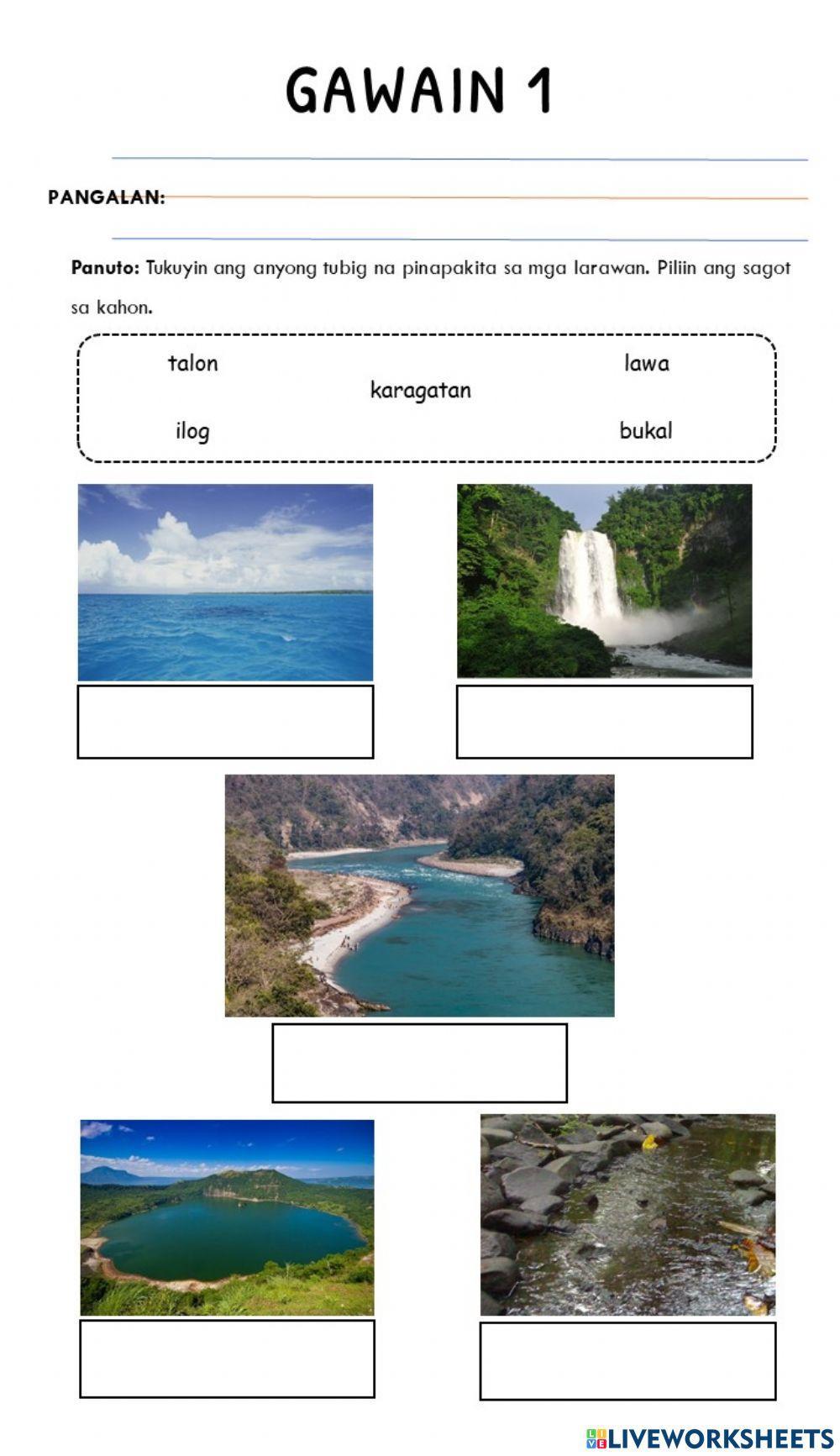 G1-Q4W7-Aralin 22 - Anyong Tubig-ACTIVITIES