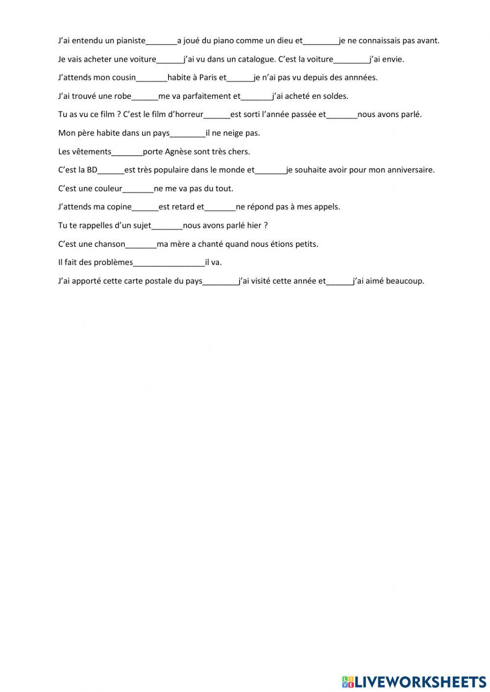 Pronoms relatifs simples