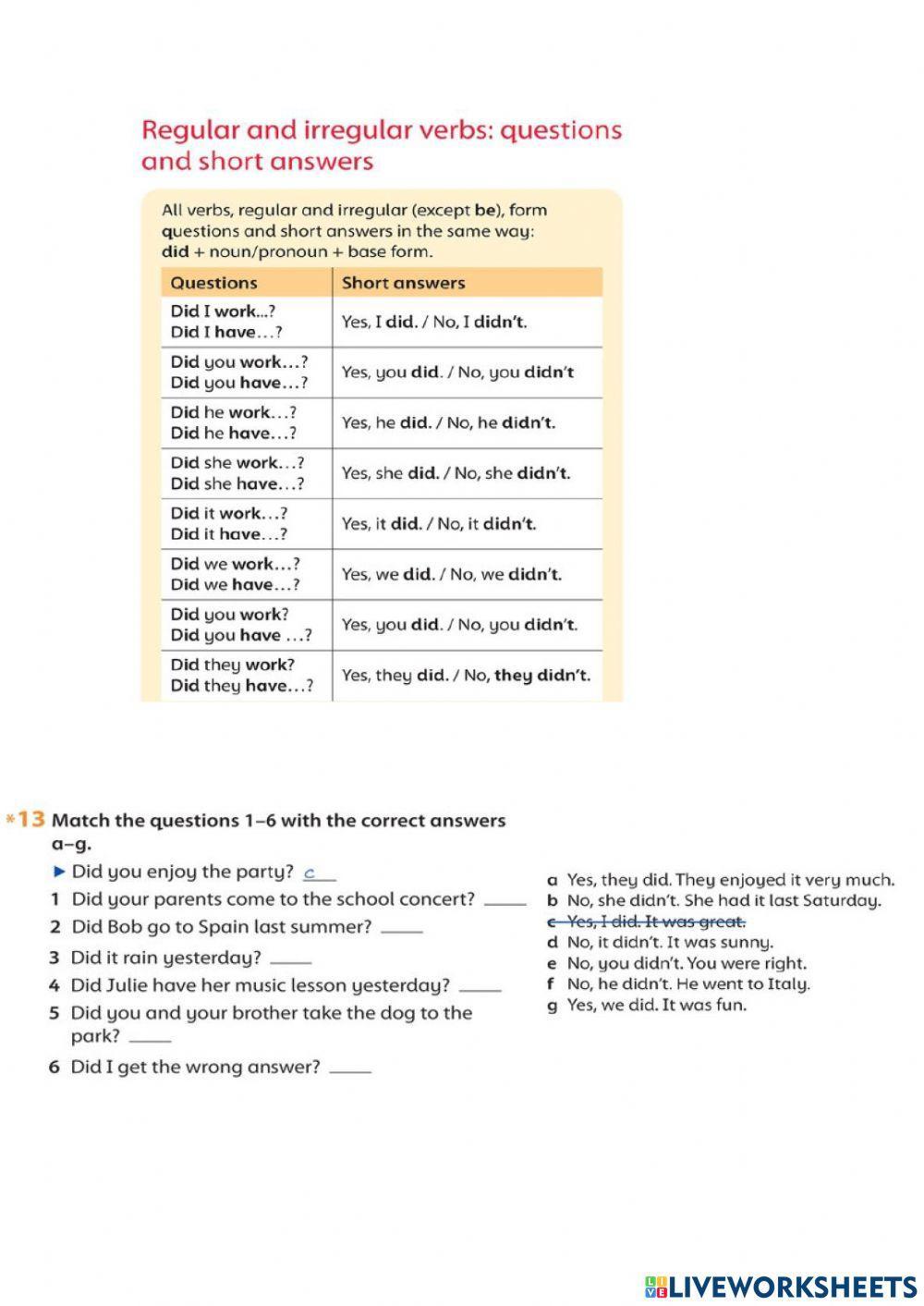 O2 Review - Questions Simple Past Was-Were.DId