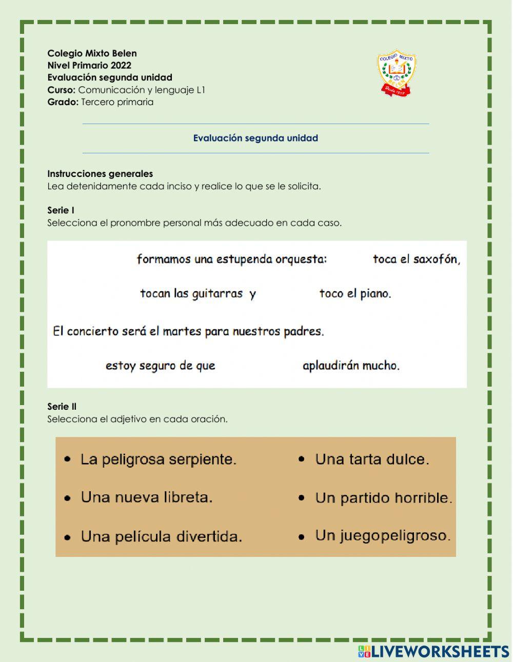 Evaluación CyL 2 - segundo bimestre