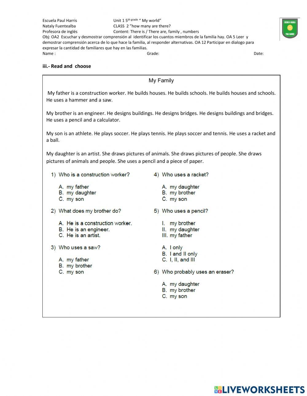 Class 2 unit 1 5th grade