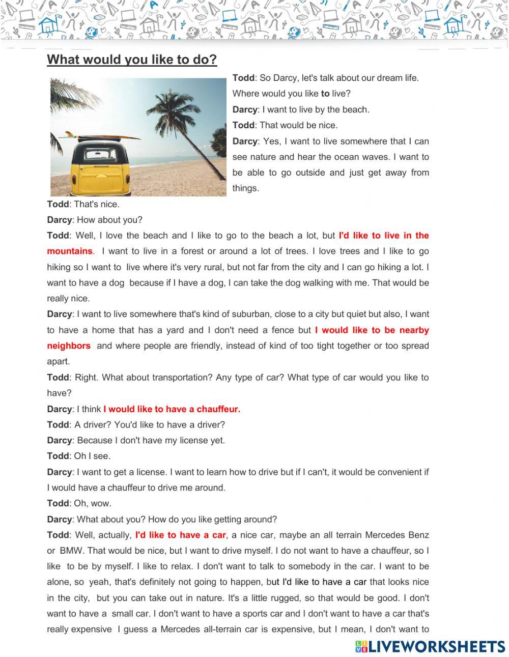 Reading:  Would like to