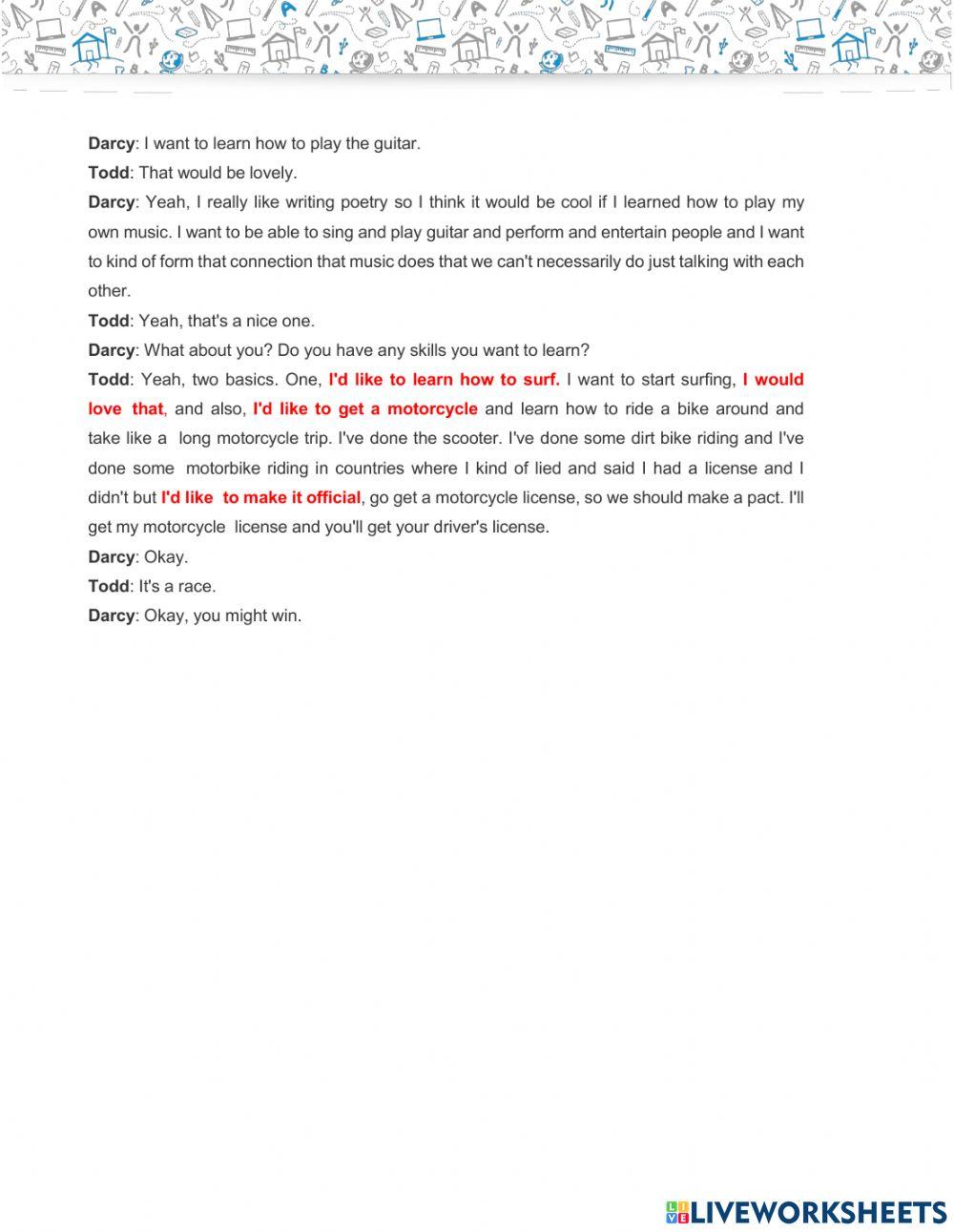 Reading:  Would like to