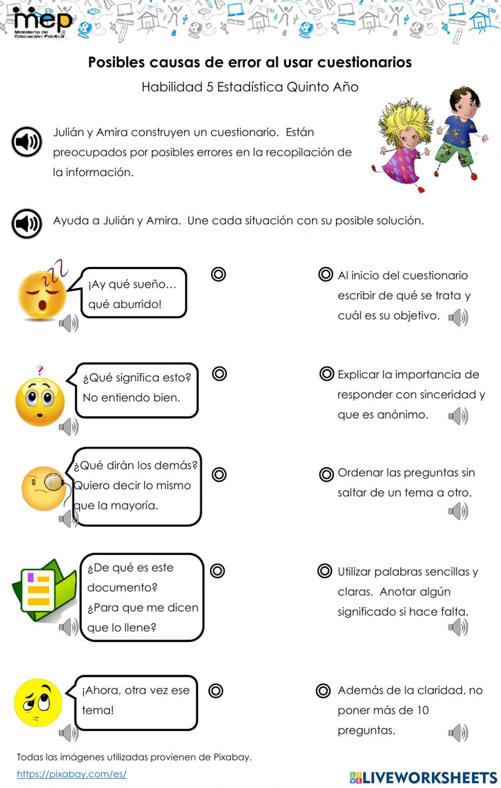 Posibles causas de error al usar cuestionarios