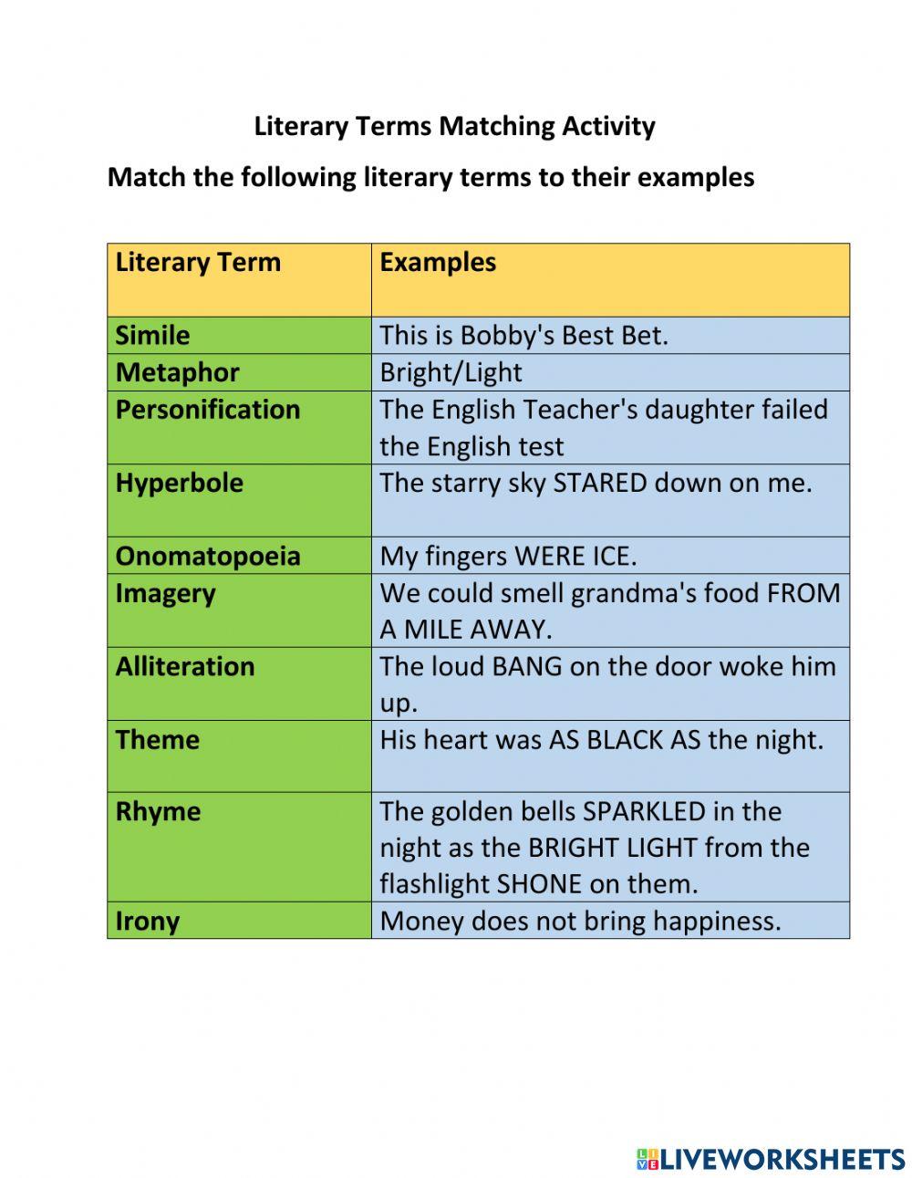 Literary Terms Matching