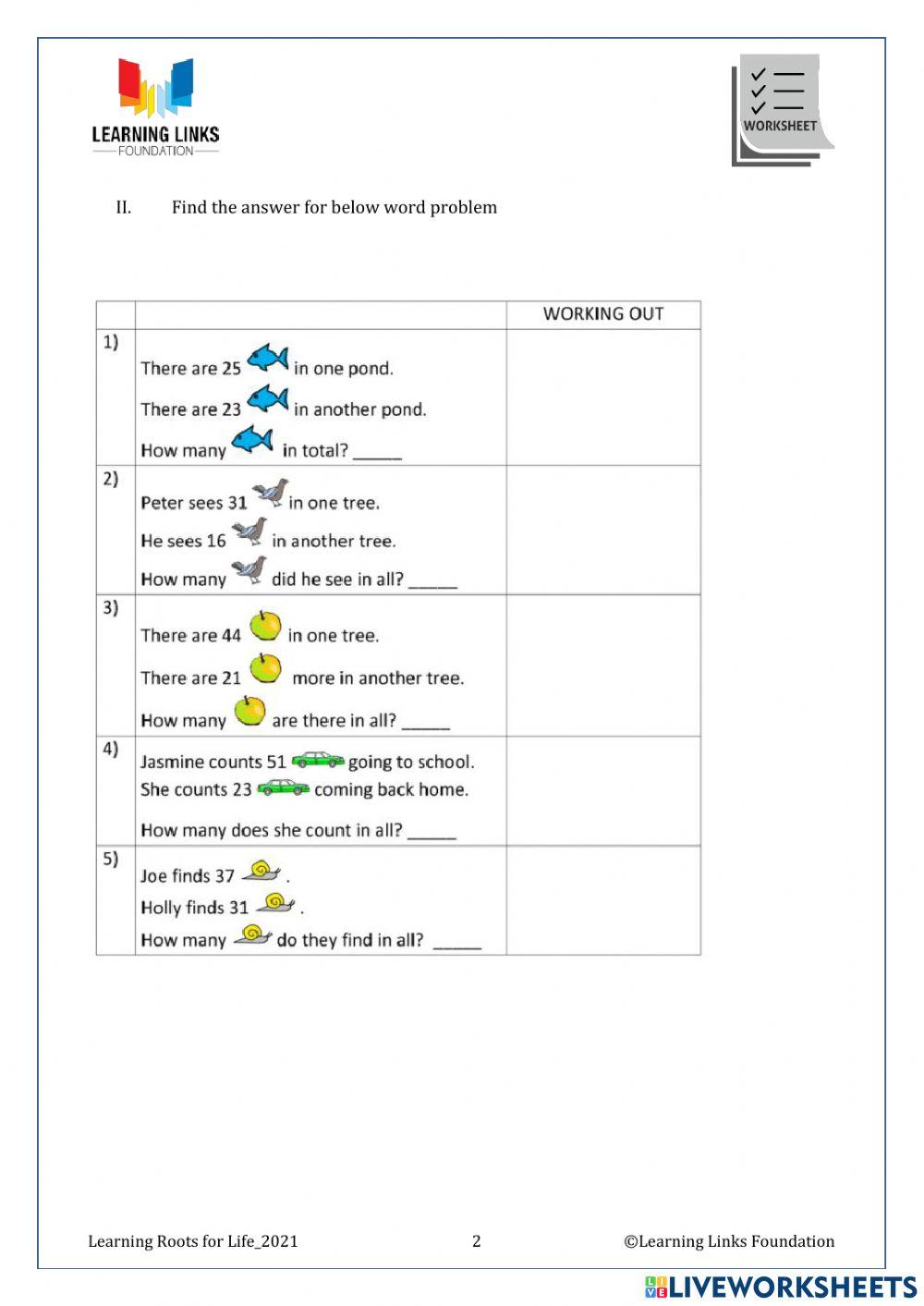 Phase 1– Foundation Numeracy Class Worksheet -32