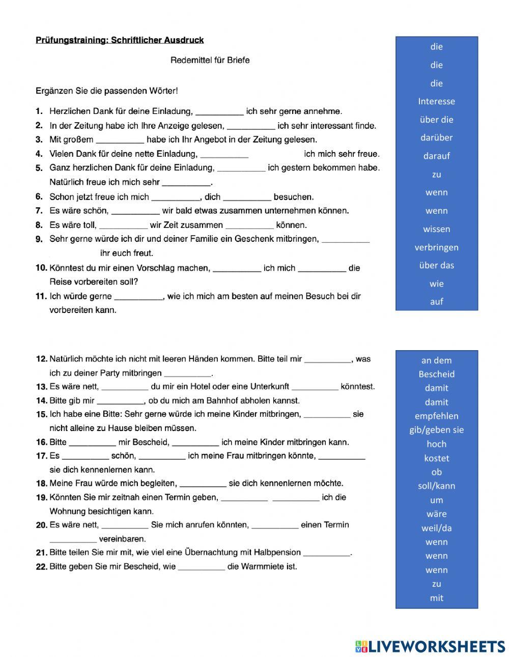 Prüfungstraining B1 Schriftlicher Ausdruck