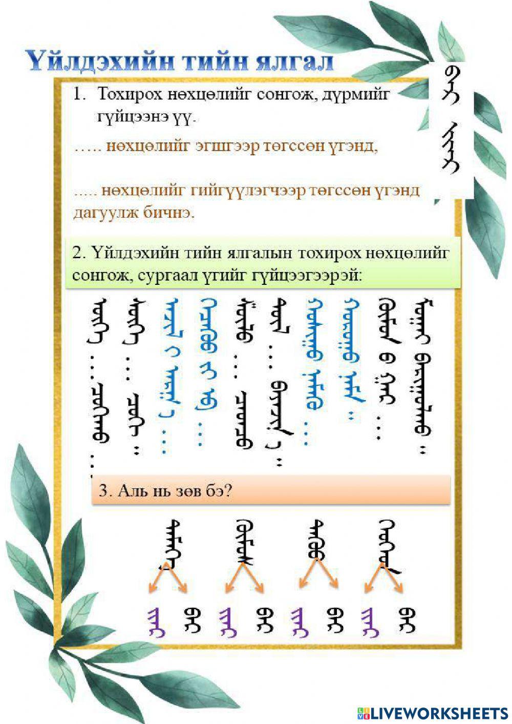 Үндэсний бичиг тийн ялгалын нөхцөл