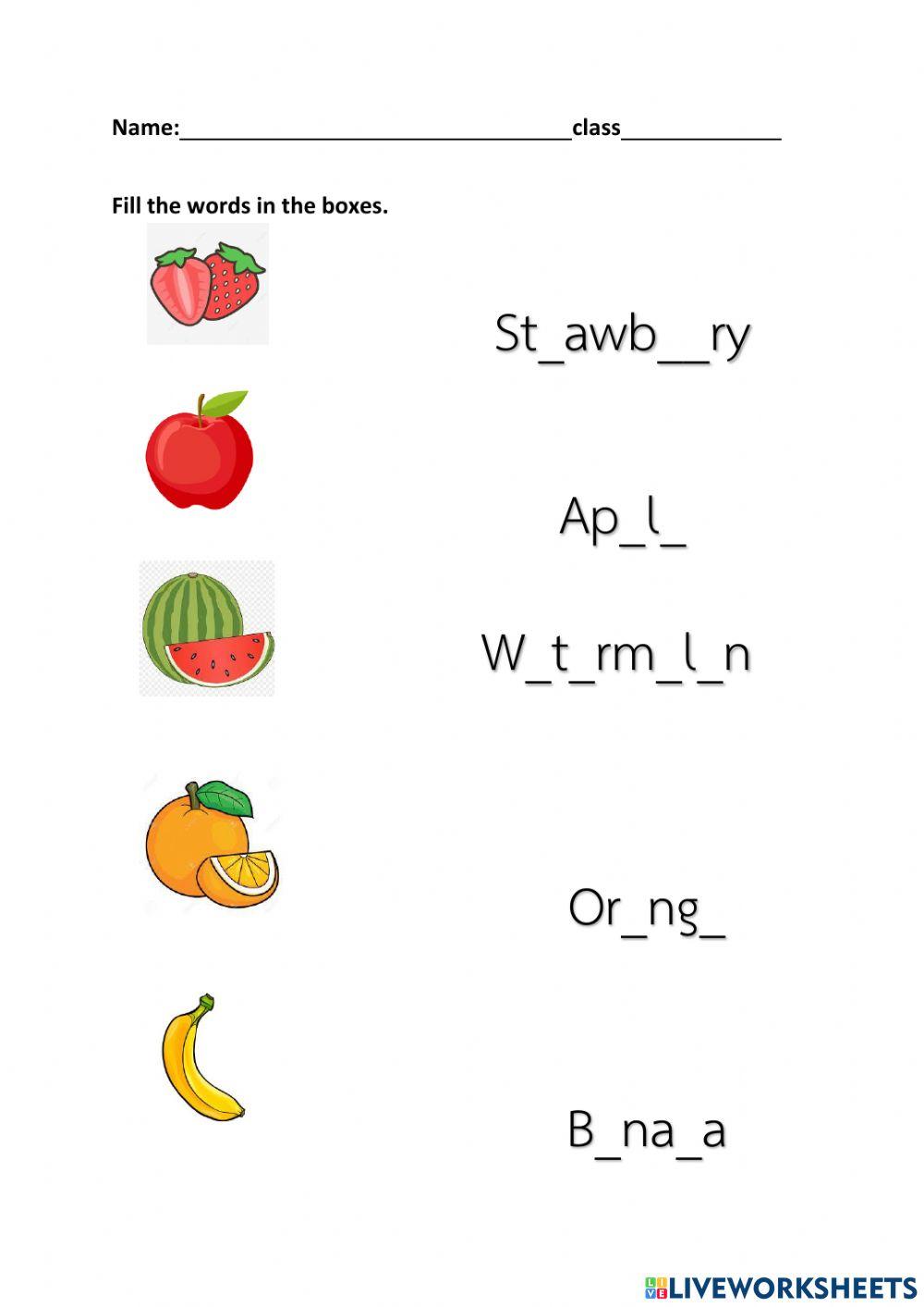 Words for fruits
