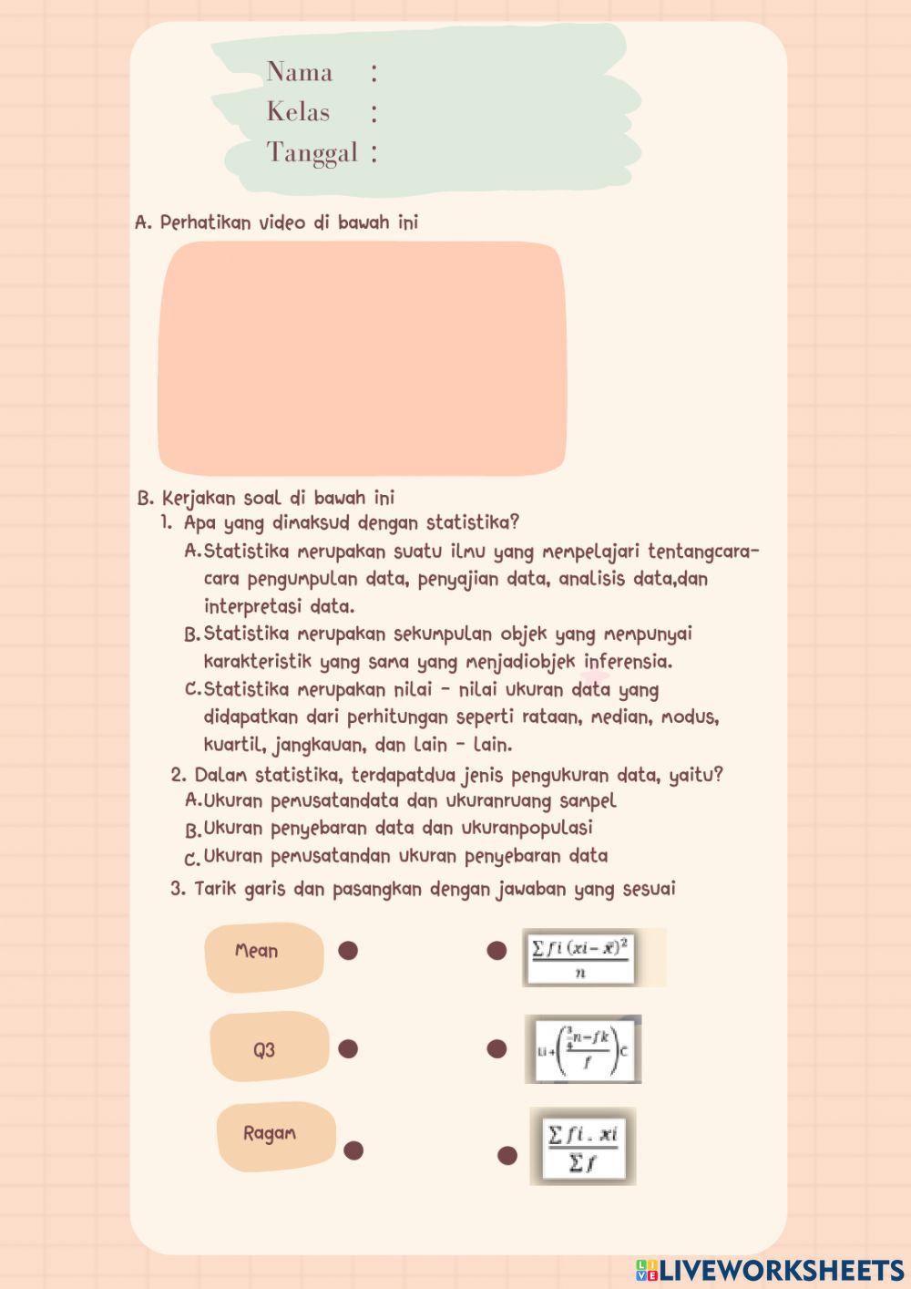 Soal Statistika Kelas XII