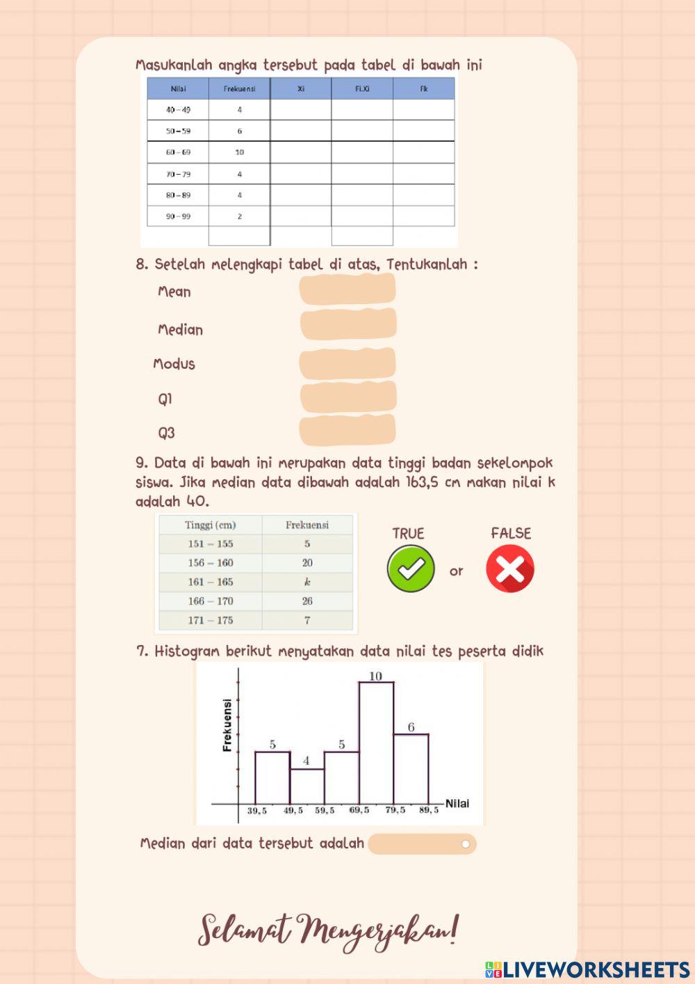Soal Statistika Kelas XII