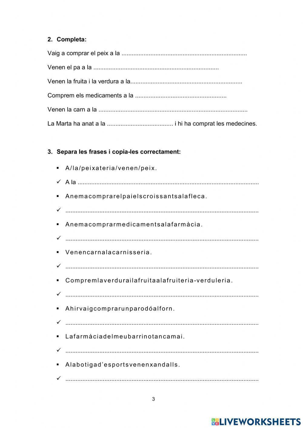 Les botigues. Comencem المحلات