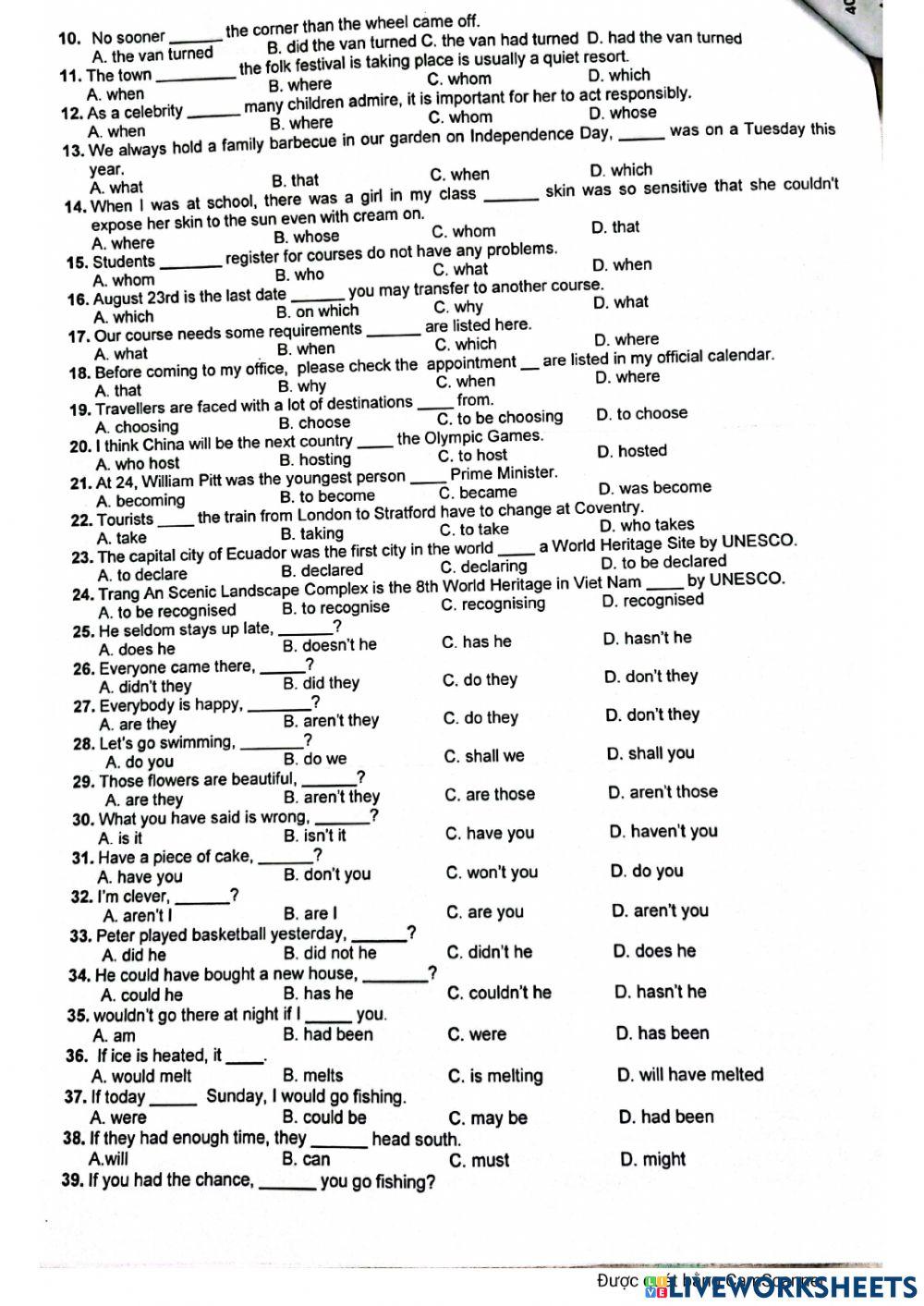 Y11 Final term 2 - Review - Grammar