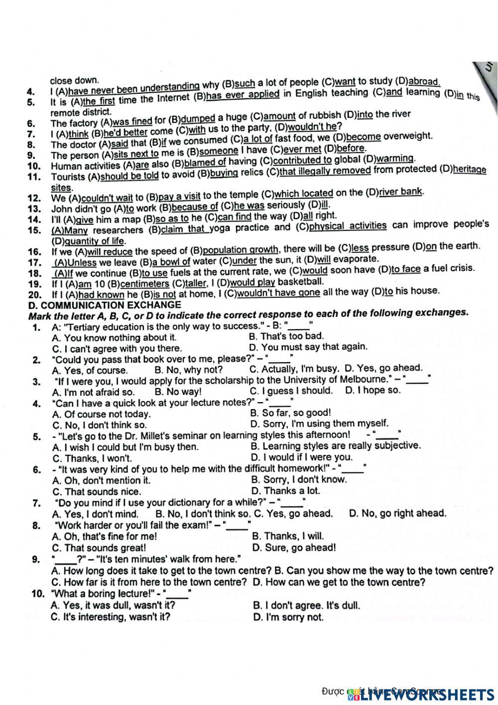 Y11 Final term 2 - Review - Grammar