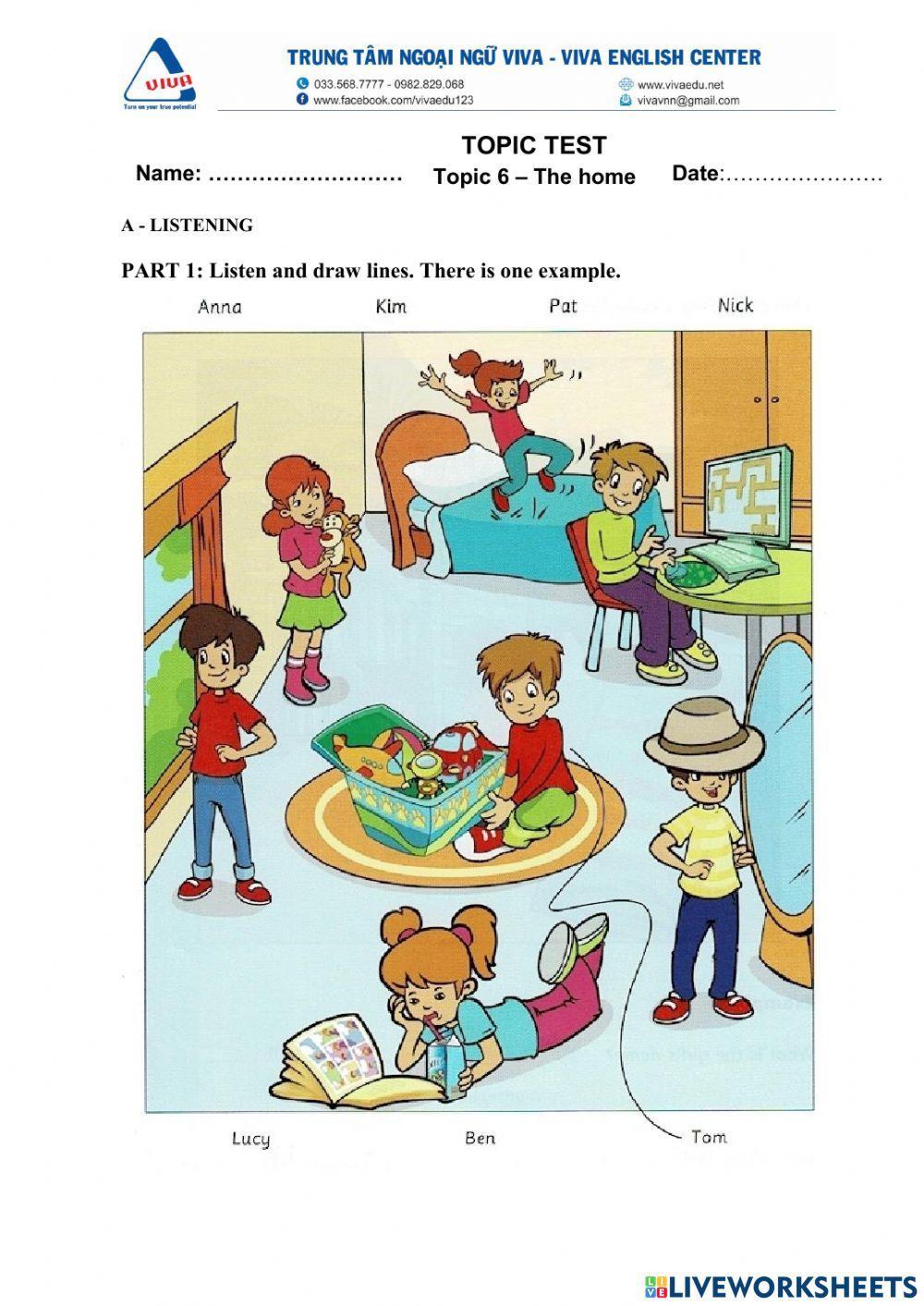 Idict 1-Unit 6-The home-Unit test-Listening skill