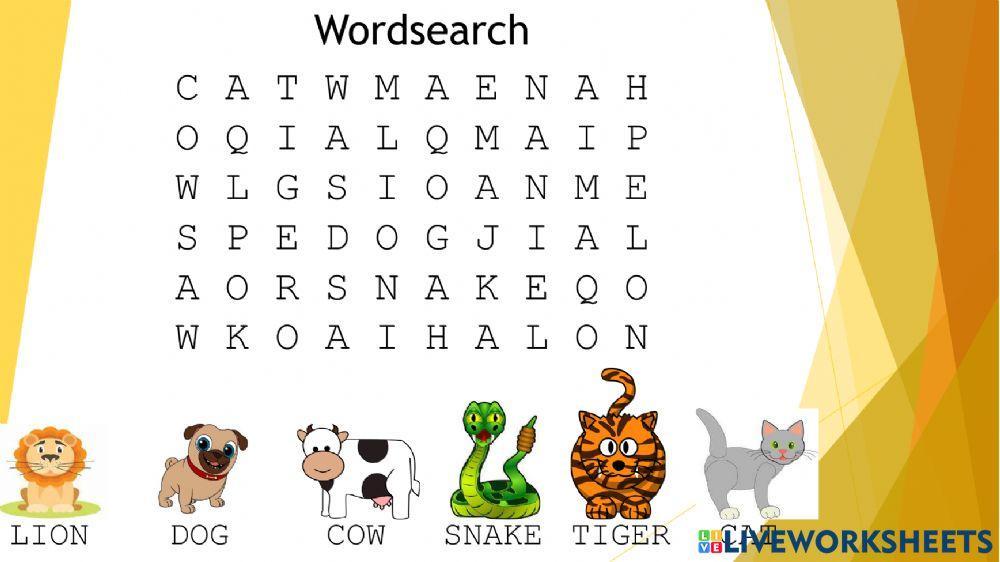 Animals Wordsearch
