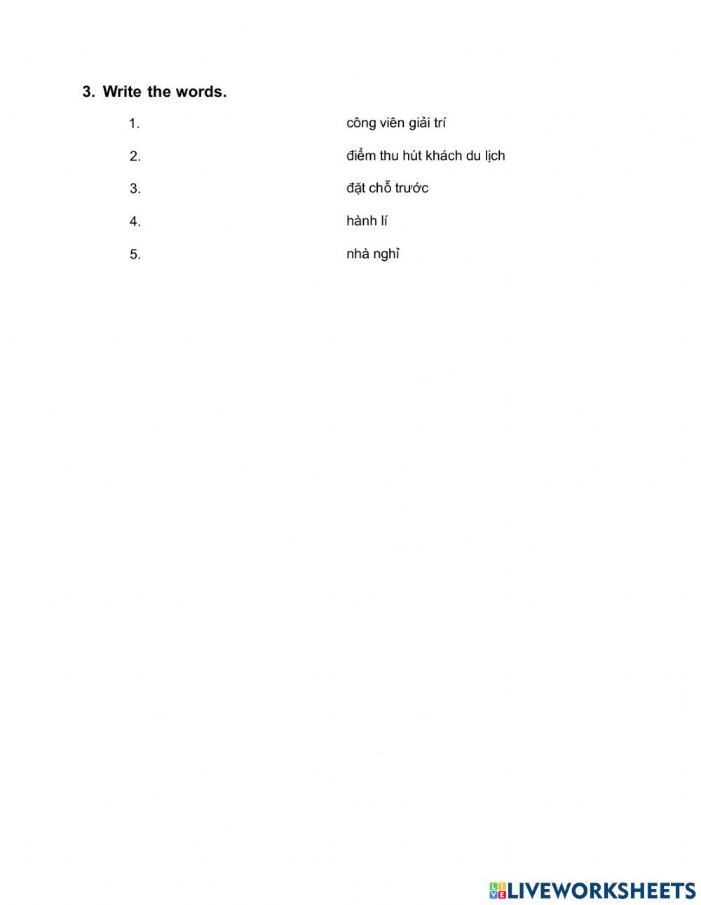 VOCAB AND GRAMMAR REVIEW UNIT 12 Travelling