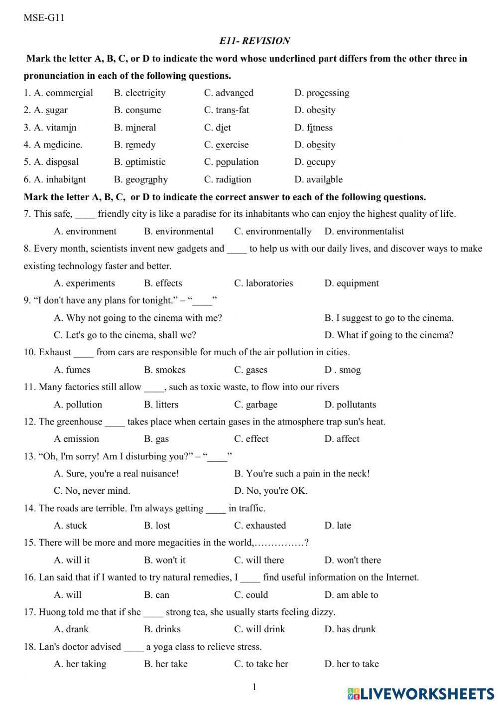 E11- revision for the second term test