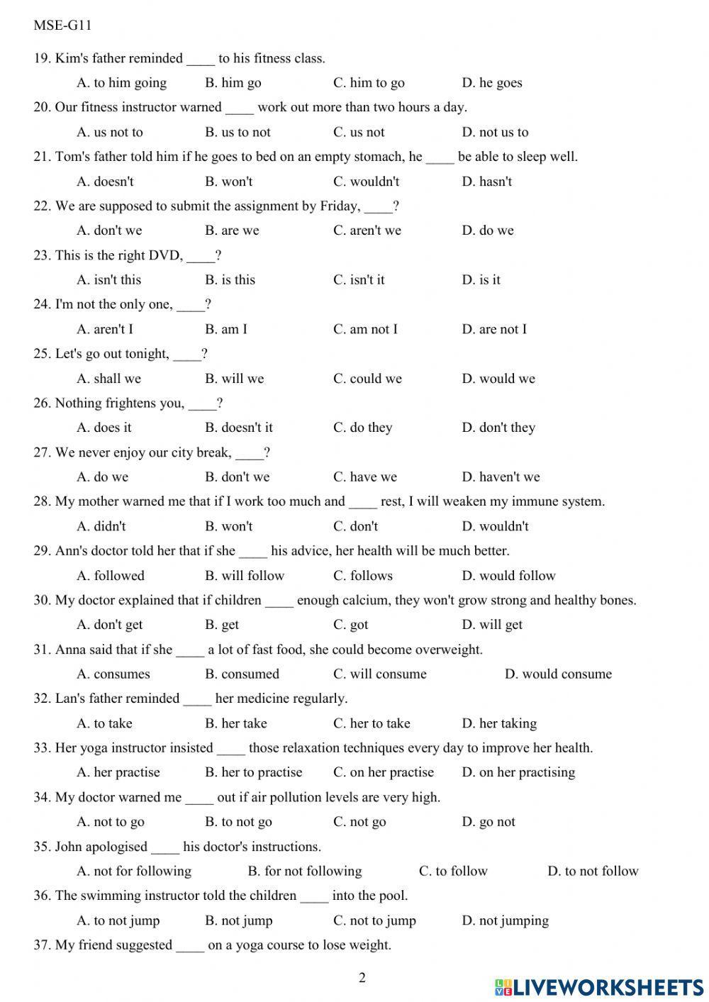 E11- revision for the second term test