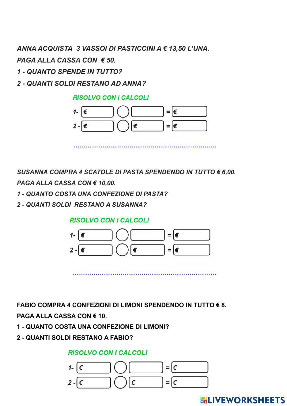 Costo unitario-costo totale-resto