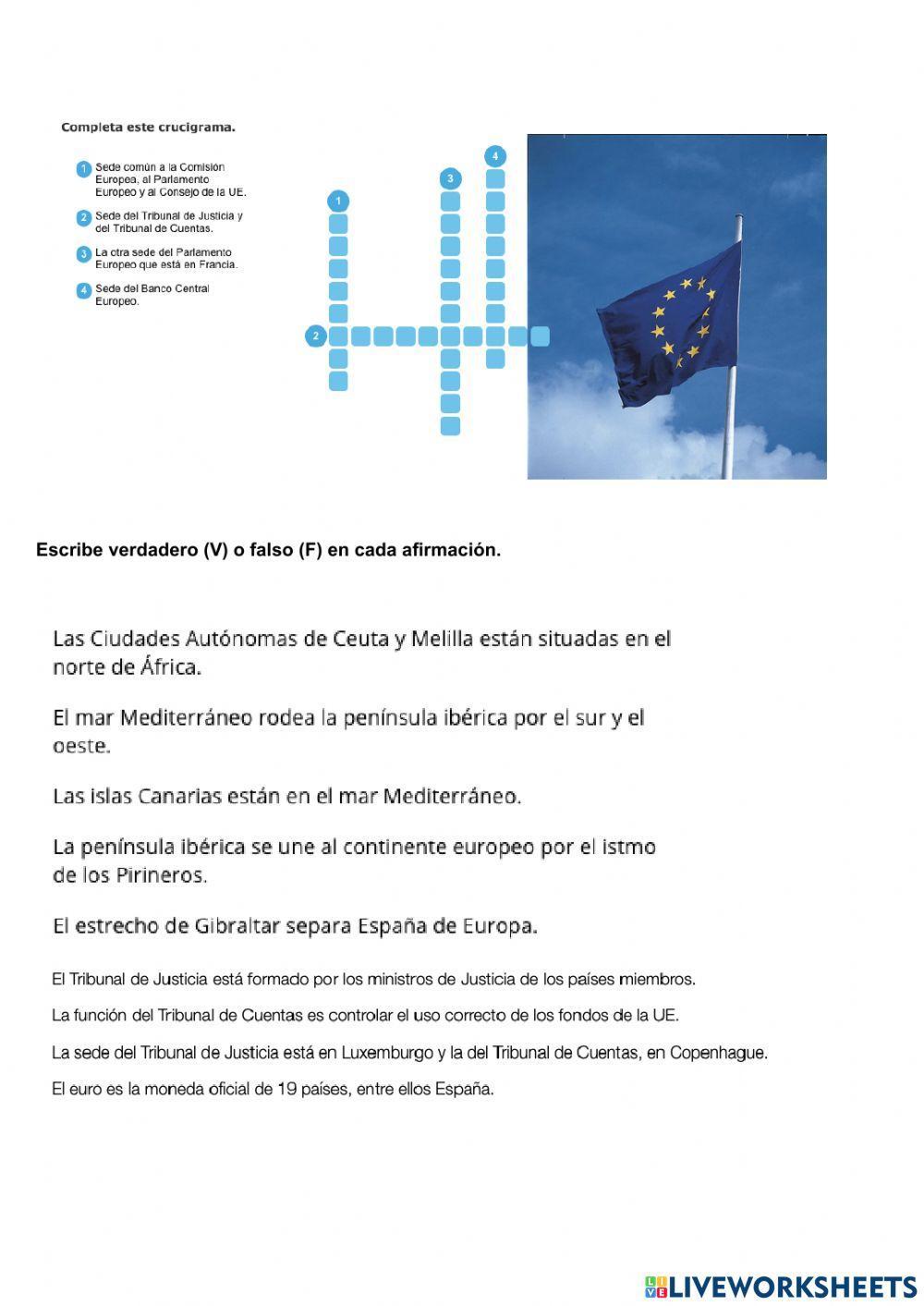 Las instituciones de España y de la Unión Europea