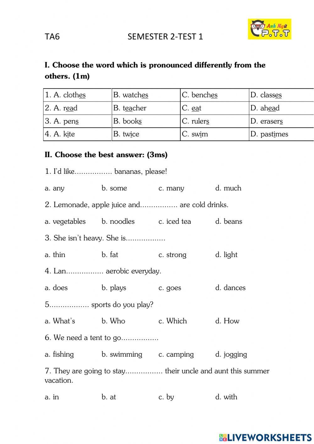 Ta6 semester 2 test 1