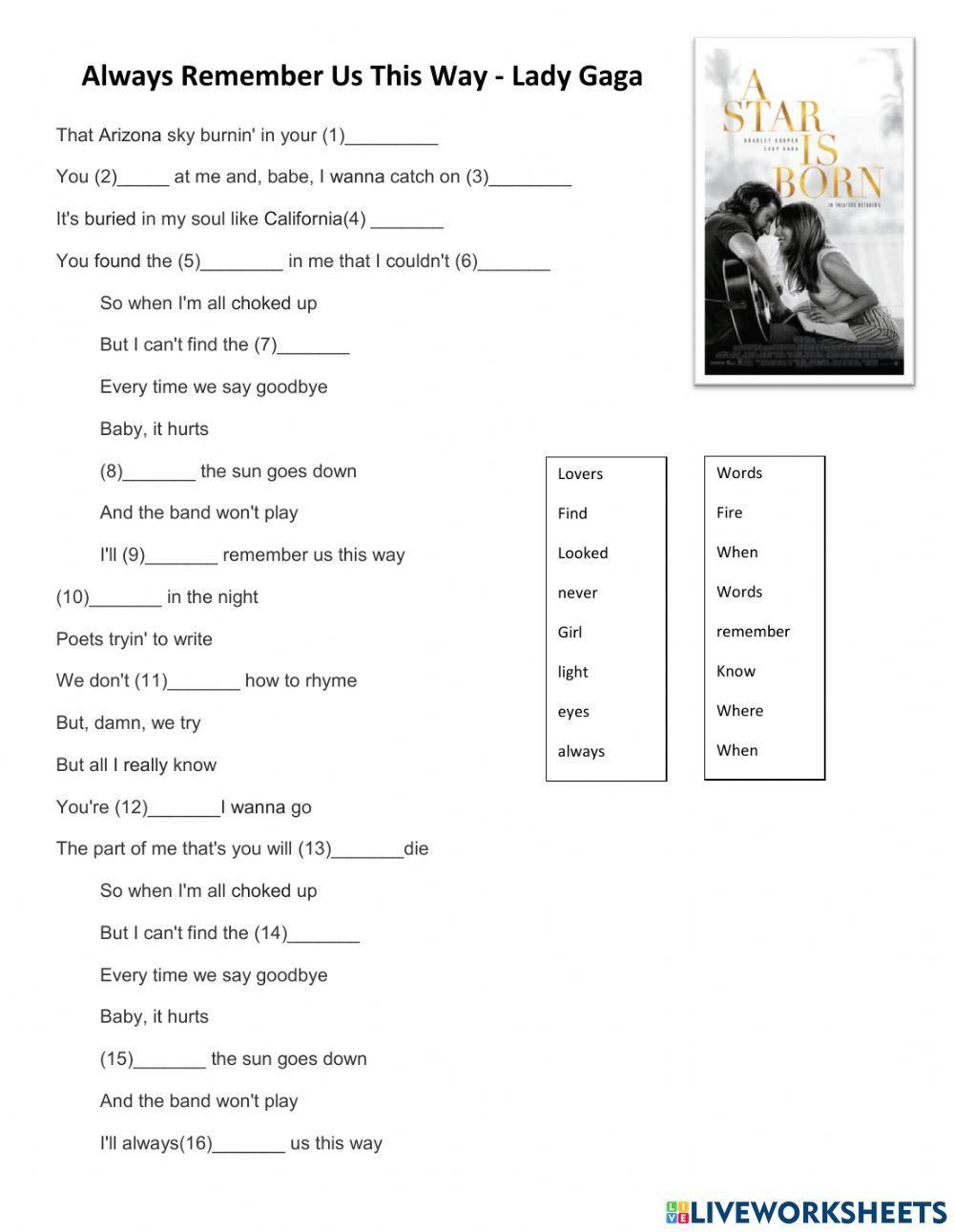 Lady gaga. Always remember us this way