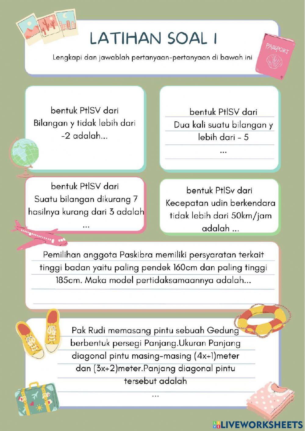 LKPD Persamaan dan Pertidaksamaan Linear Satu Variabel