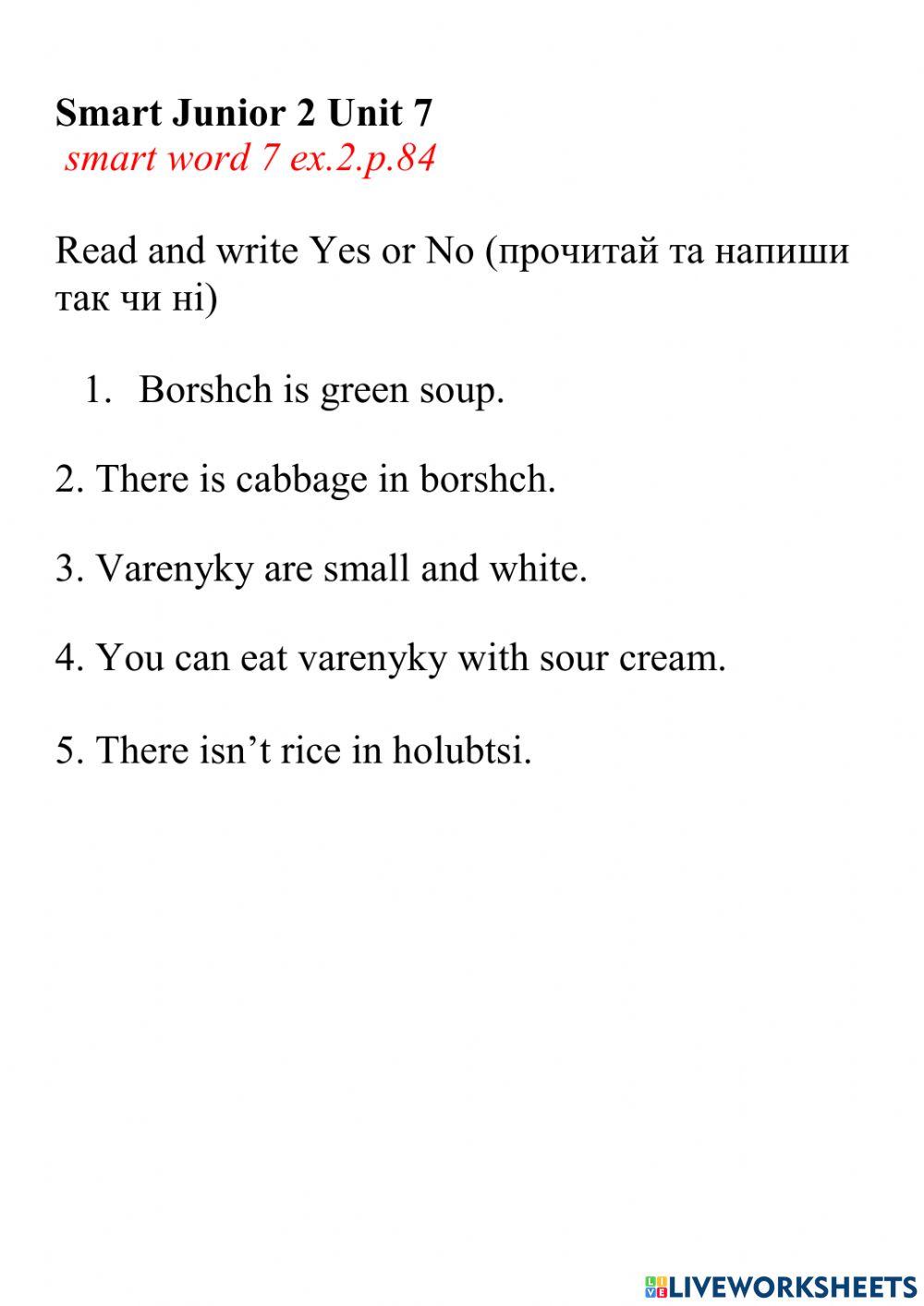 Smart Junior 2 Favourite food