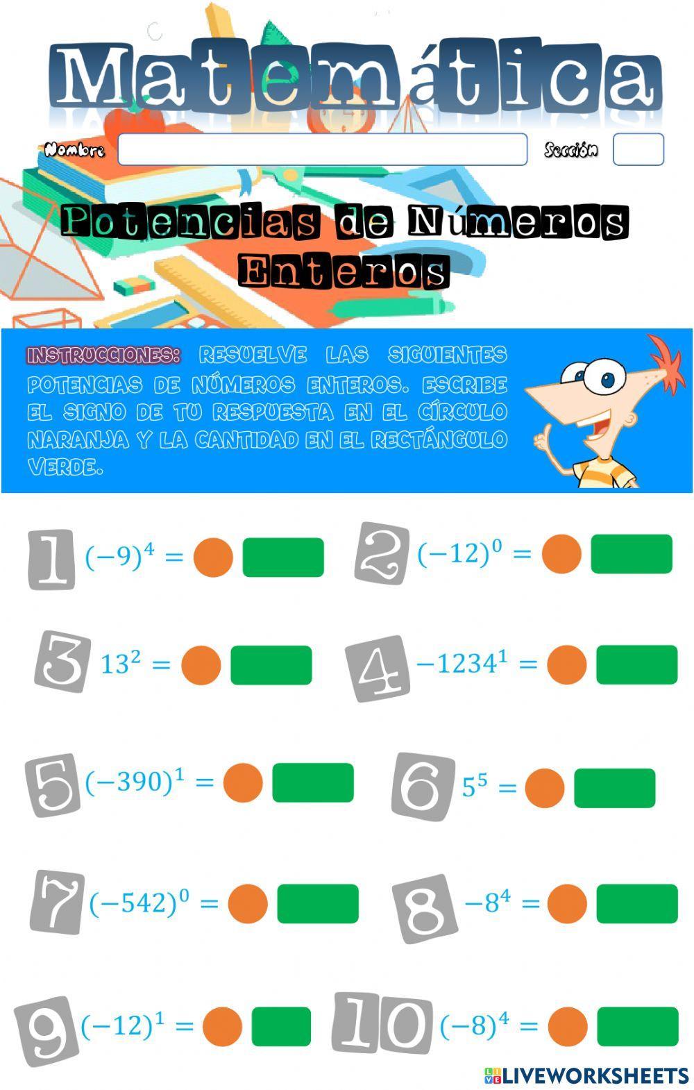 Potencias de Números Enteros