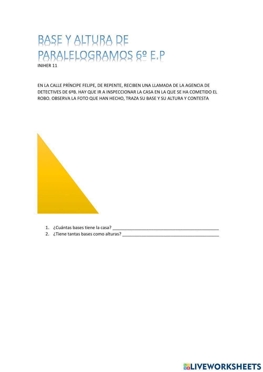 Base y altura de triángulos y paralelogramos