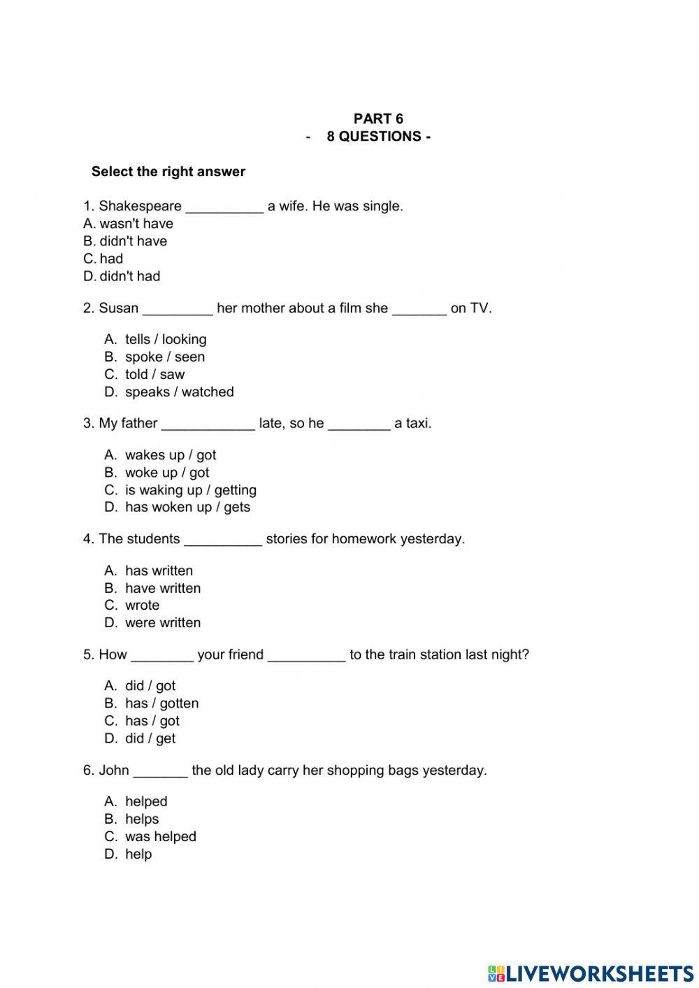 Movers III reading writing